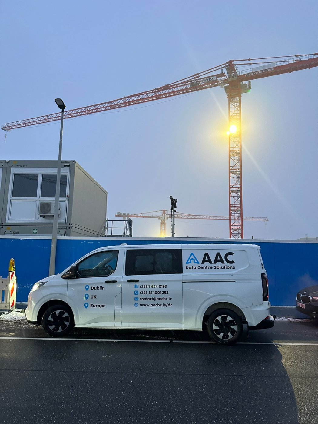 Six in the morning, Dietzenbach. Our van, their crane. Around fifty of our people work within forty minutes of this gate.